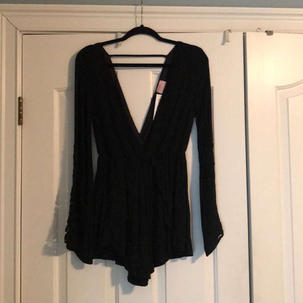 Black Romper with Bell Sleeves